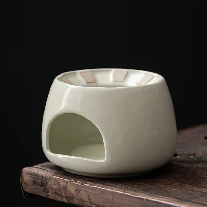 

Vintage White Teapot Base Set Japanese Style Ceramic Candle Warmer Teapot Trivets Outdoor Chauffage Bougie Heating Base JD50DZ