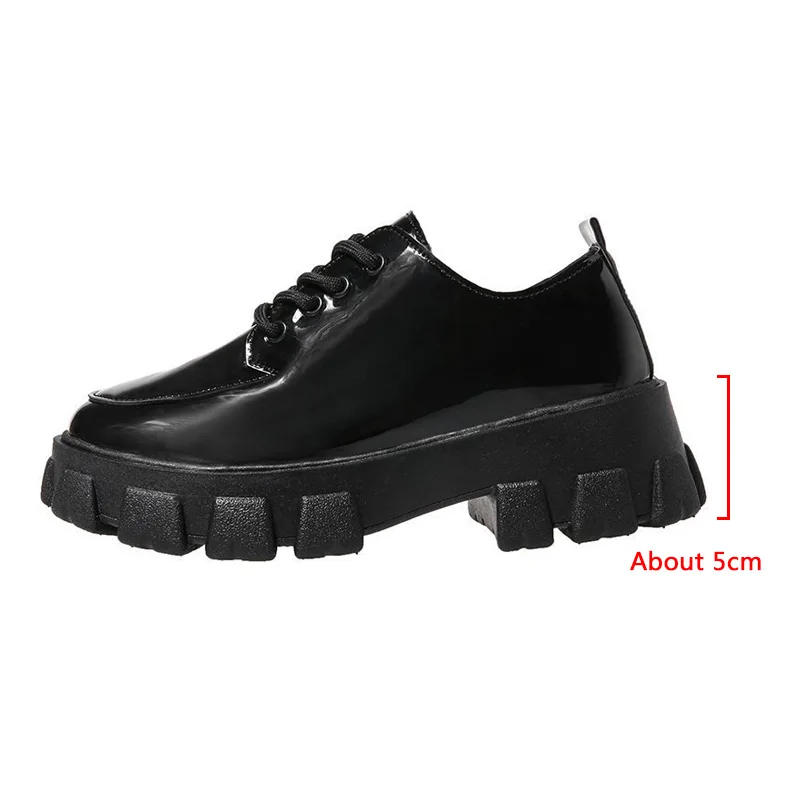 

Spring lolita shoes Women Oxford Shoes Platform Casual Shoes Black Lace Up Leather Shoes Sewing Round Toe zapatos mujer