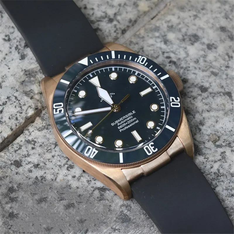 Модные Мужские автоматические механические часы 200 м с бронзовой подводной