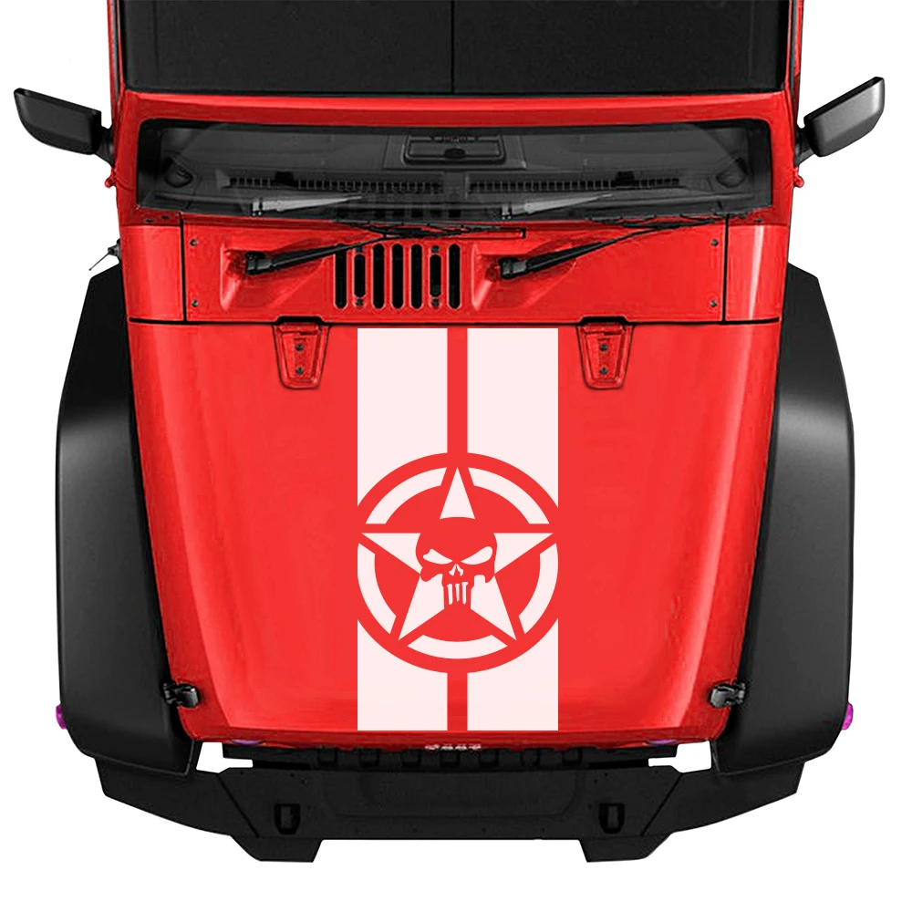 Для Jeep Wrangler JK TJ авто передний главный двигатель накладка наклейки Череп армия