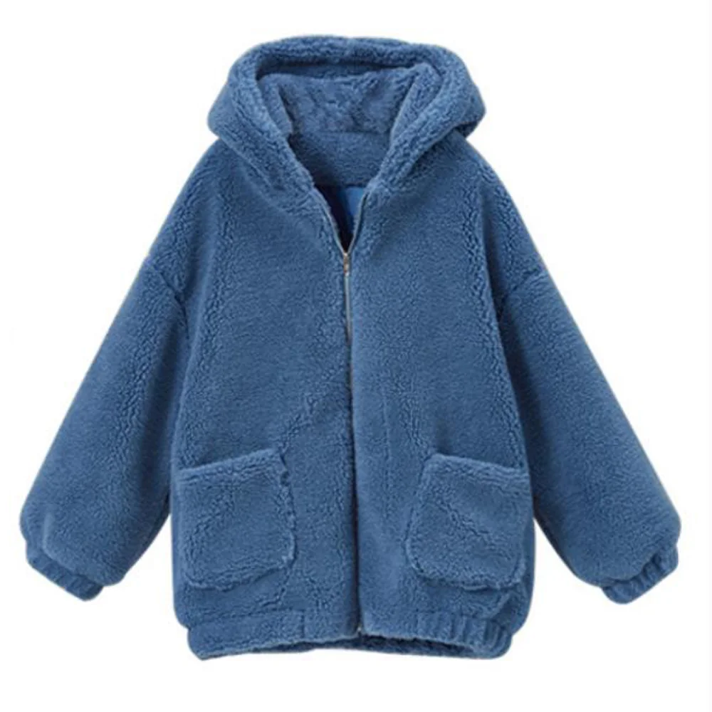 

Winter Women Faux Fur Coat Thick Warm Long Sleeve Casual Loose Fleece Hooded Plush Female Jackets Plus Size 5xl 6xl Outwear