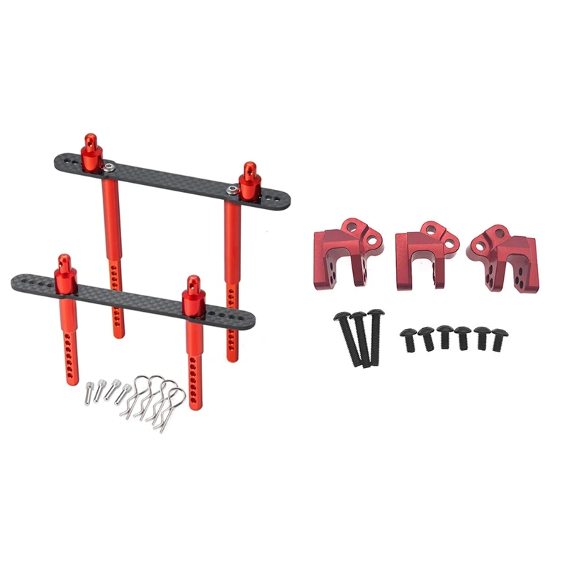 

1 Set Metal Tie Rod Linkage Skid Plate Link Mounts & 1 Set RC Car Metal Front Rear Car Shell Column Body Post