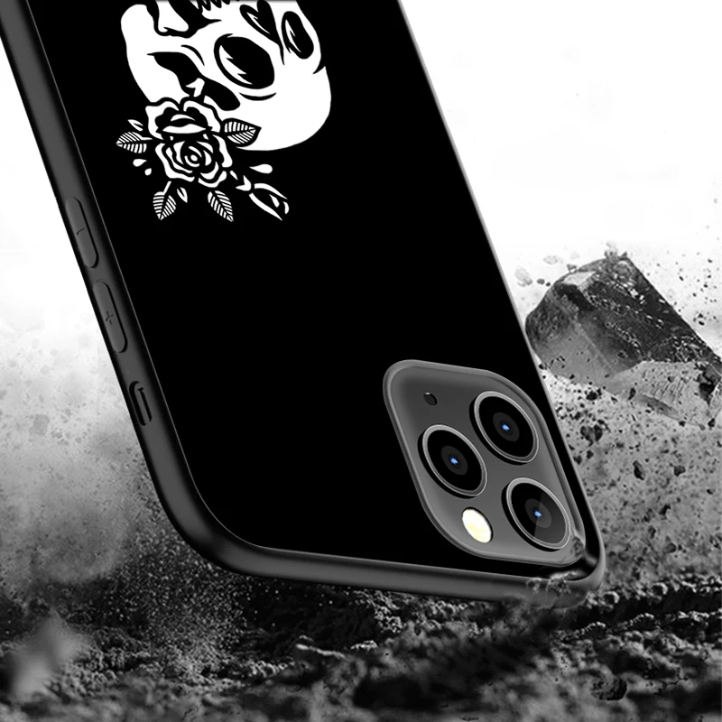 

Funny Skull Case for IPhone 12 Pro Max Case for IPhone 11 12 Pro XR XS Max Mini 7 X 8 6 6S Plus 5 5S SE 2020 Black Silicone Cute