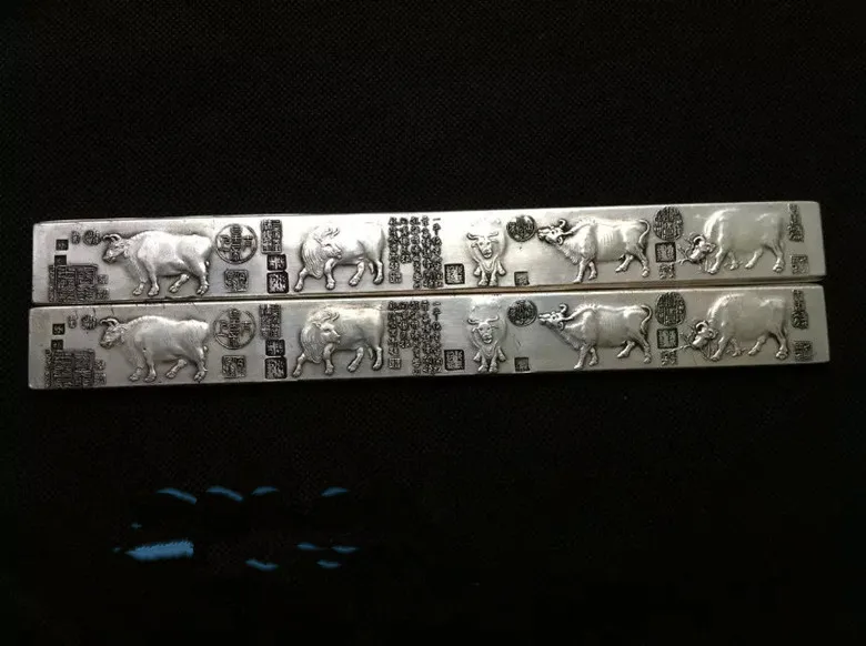 

"Five oxen" of zhenchi with white copper and silver plating
