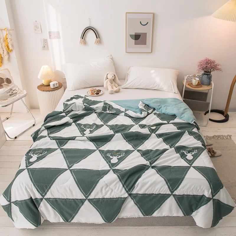 

Floral Print Cotton Summer Duvet Quilt Super Soft Quilted Bed Throw Blanket Cover Washable Bedding Patchwork Comforter Bedspread