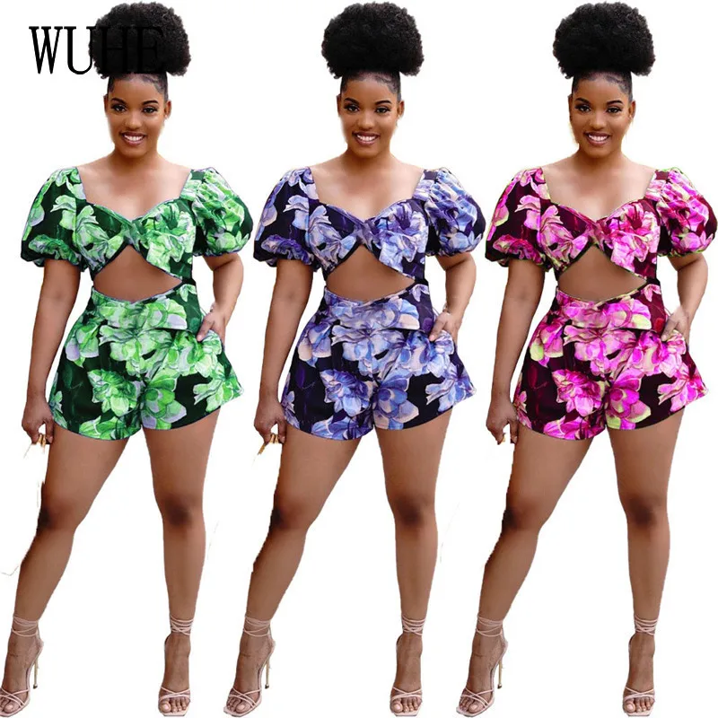 

Уличная одежда YEYA, костюмы из двух предметов, короткий топ с квадратным вырезом и принтом, Брюки с карманами, сексуальные летние наряды для н...