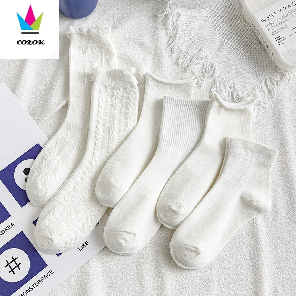 

1 Pair of New White Socks Female Jk Lace Female Socks Lolita Tube Socks Cute Japanese Trendy Socks