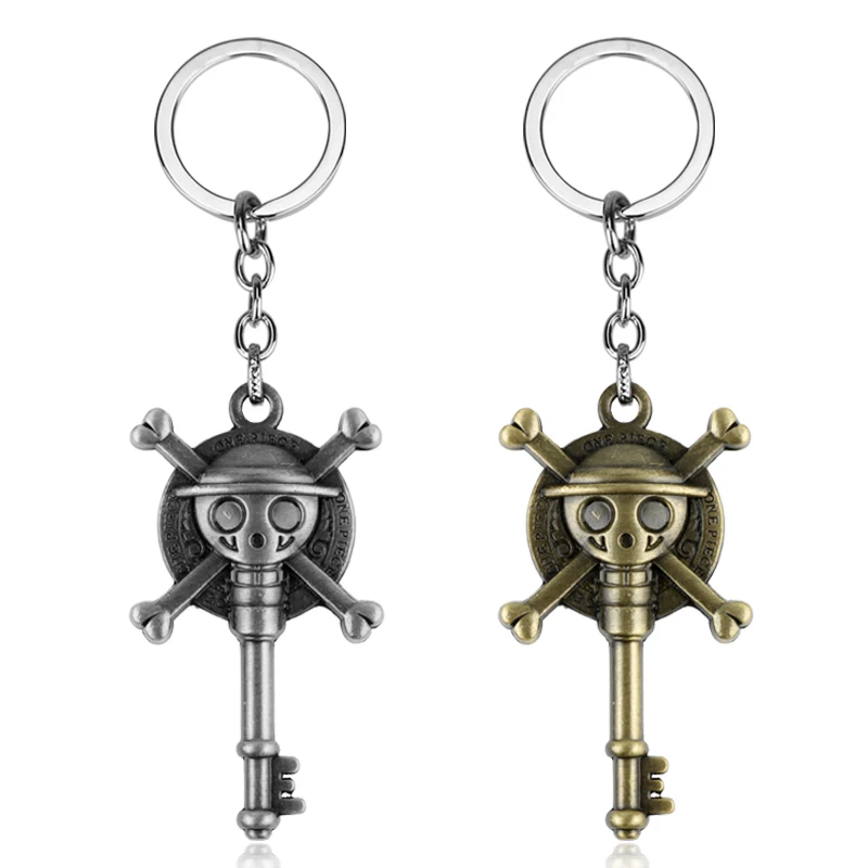 

Japanese Anime Theme Keychain Keyring Cartoon Luffy Straw Hat Pirates Skull Keyrings Alloy Key Chain Jewelry Cosplay Gifts