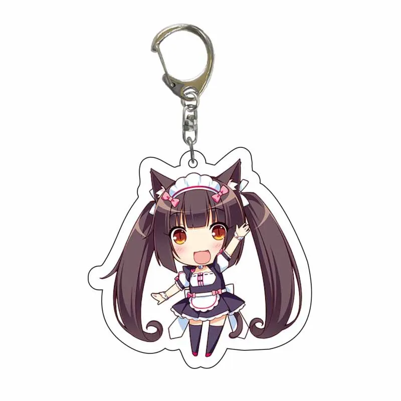 Animation Game Nekopara Keychain Super Cute Anime Girls Cat Chocolat Vanilla Twin Sisters Acrylic Figures Pendant Key Ring Gift | Украшения