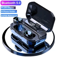 g02 tws bluetooth v5 0 9d stereo earphone wireless earphones ipx7 waterproof earphones 3300mah led smart power bank phone holder