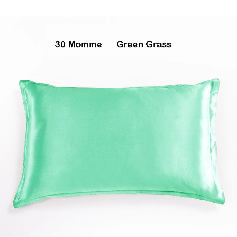 Green Grass 1 piece Чехол для подушки из шелка тутового шелкопряда для волос и кожи, размер королевы 20* 30in 30 Momme, чехол для подушки, шелковые наволочки с застежкой-конвертом - Цвет: Green Grass 1 piece