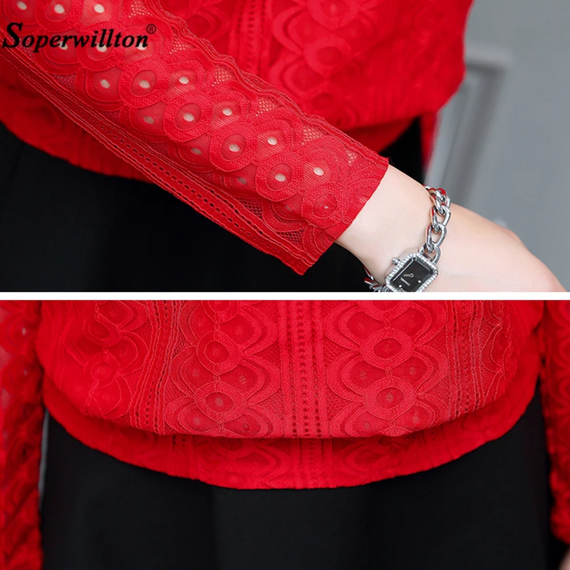 Women's New 2020 Chiffon Hollow Out Lace Blouses Tops Feminine Long Sleeved Shirt Button Top Plus Size 3XL Blusa Femme Fiminina |