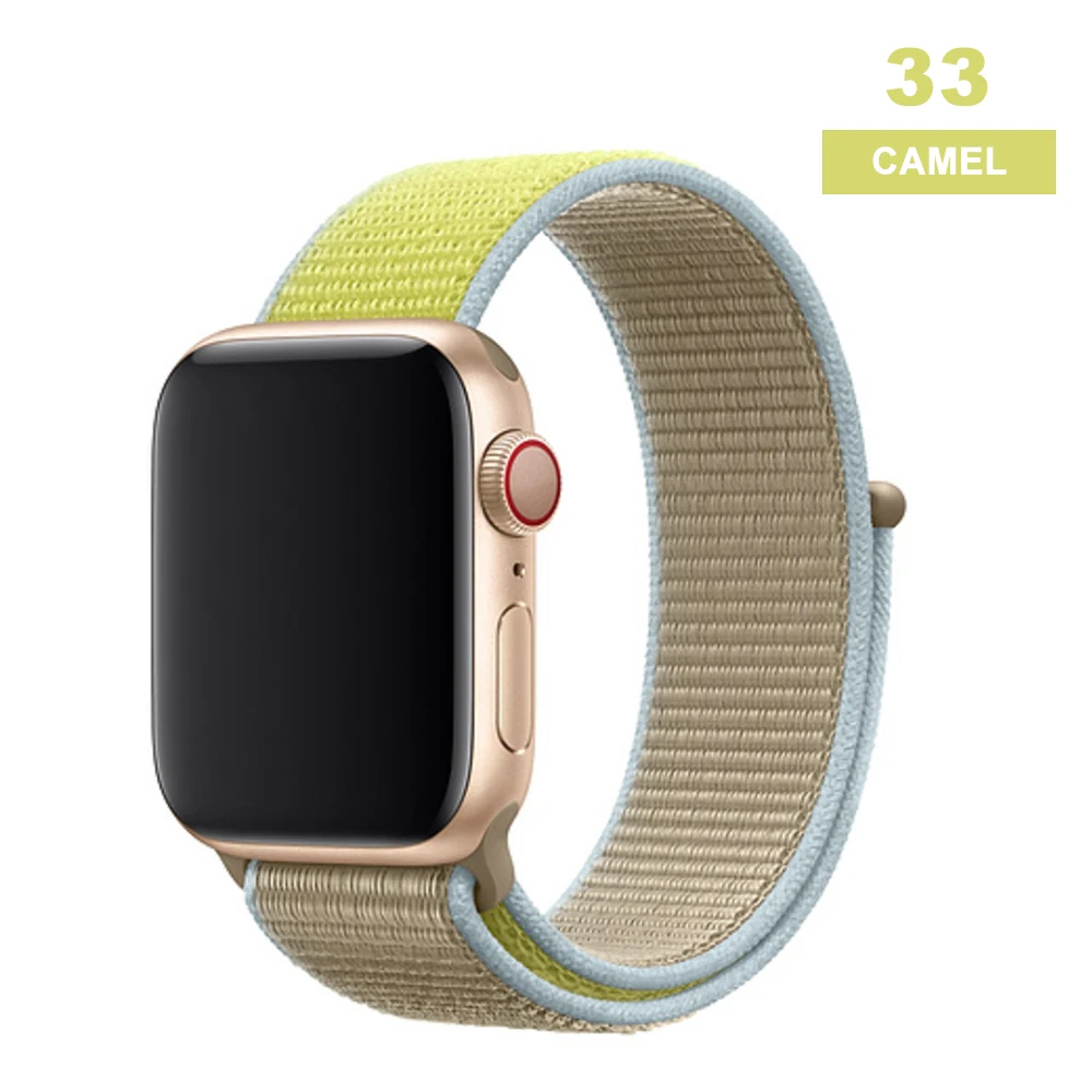 Camel Ремешок для наручных часов Apple Watch серии 3/2/1 38 мм 42 мм мягкий нейлон дышащий сменный ремешок Спортивные петли для наручных часов iwatch серии 4 5 40 мм 44 мм - Цвет ремешка: Camel