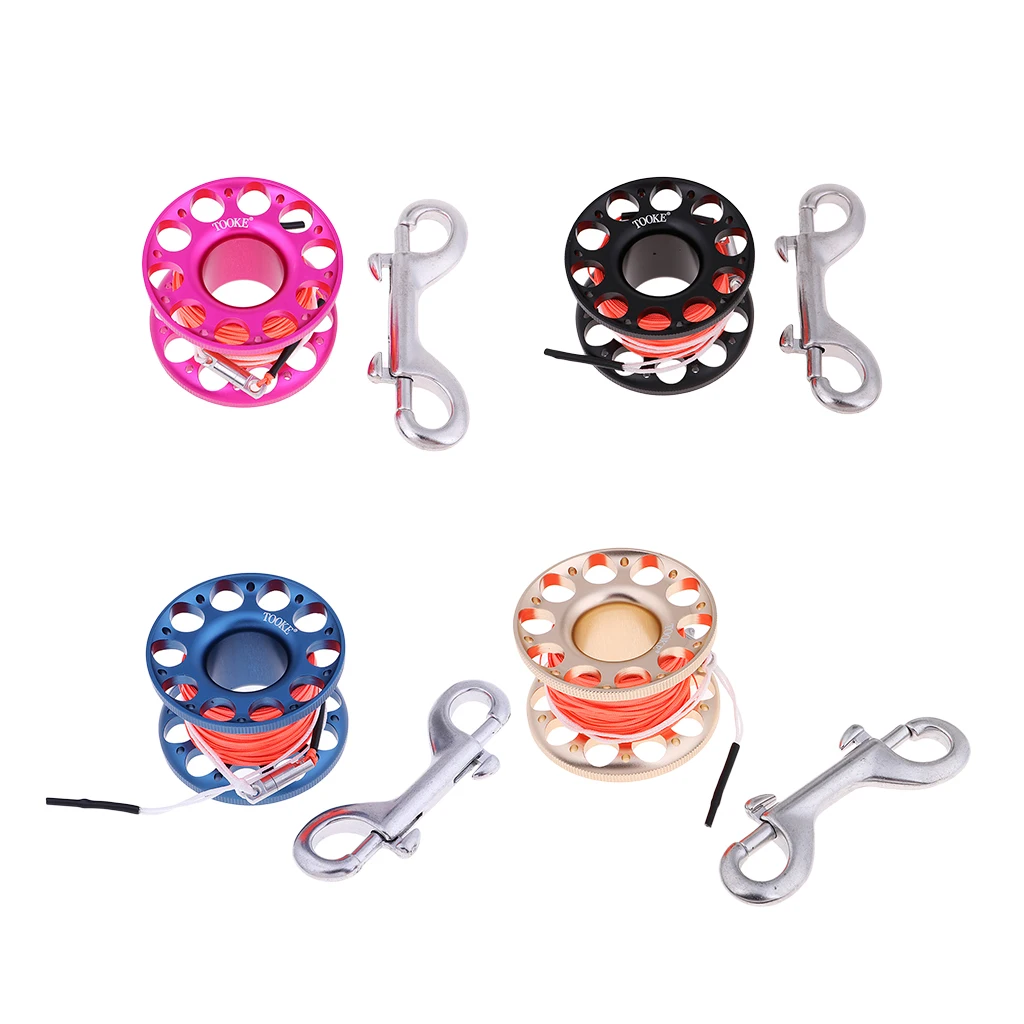 

Aluminum Alloy Scuba Diving Compact Finger Reel Guide Line Spool W/Snap Ended Snap Bolt Diving Finger Spool