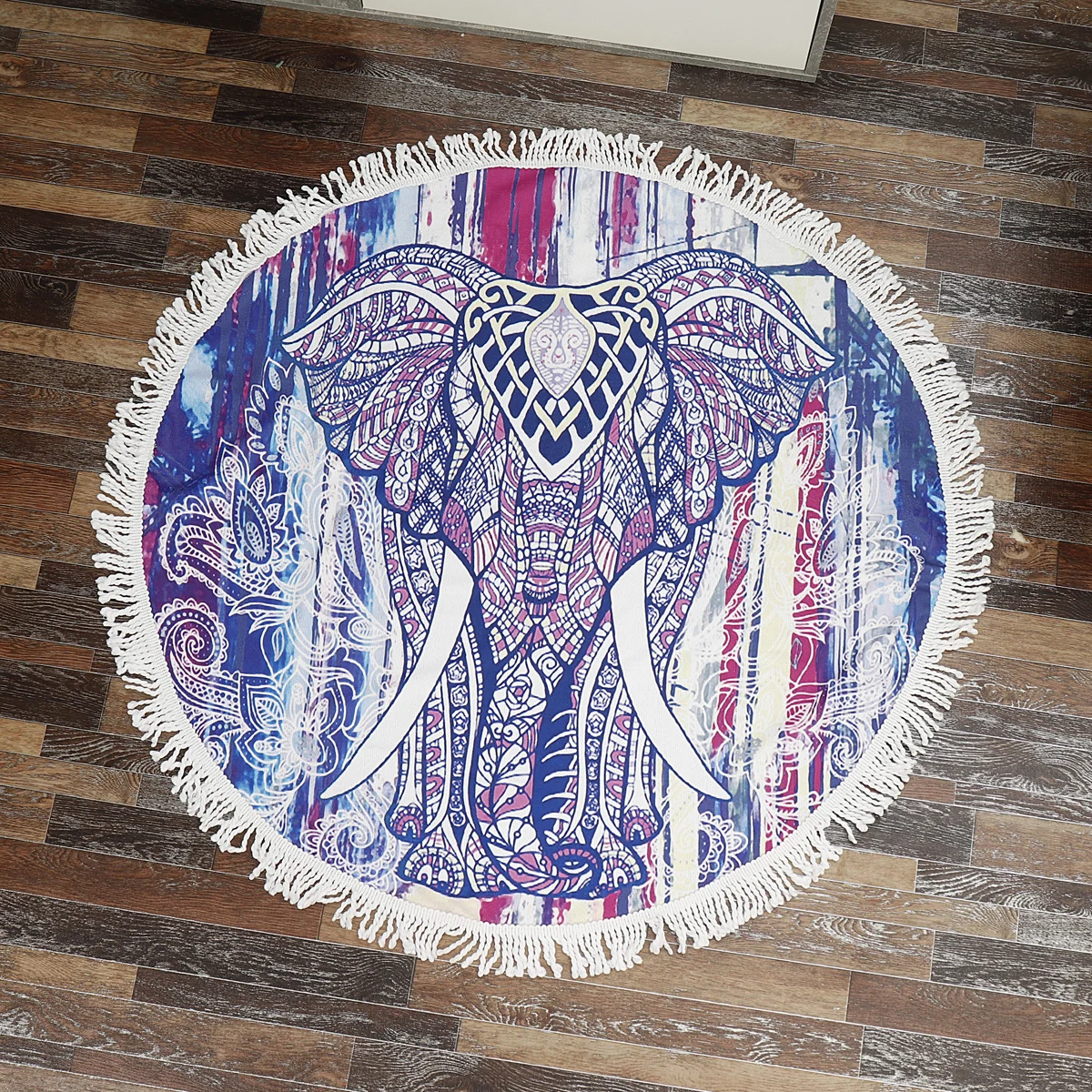 

100/150cm Round Beach Towels Elephant Pattern Blankets Tassel Tapestry Yoga Mat Sport Scarf Travel Picnic Tablecloth Bath Towel