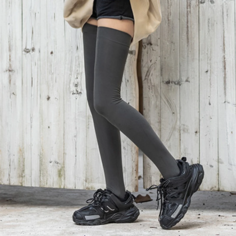 2 пары женские теплые чулки серый цвет облегающие длинные носки толстый хлопок