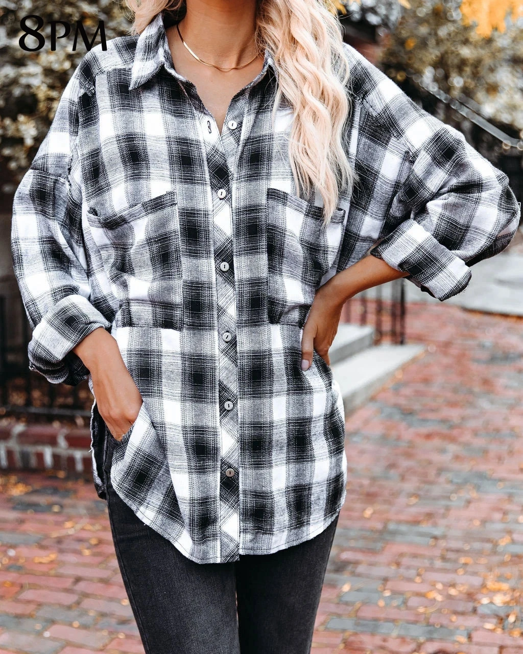 

Женская рубашка в клетку, блузка, топы с длинным рукавом, воротник на пуговицах, рубашка, туника, v-образный вырез, Повседневный пуловер, блуз...