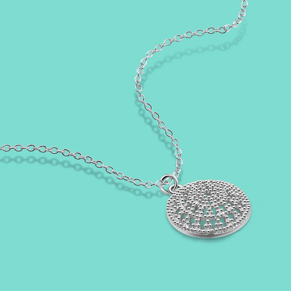 Минималистский S925 серебряное ожерелье для женщин полый кулон дизайнерский