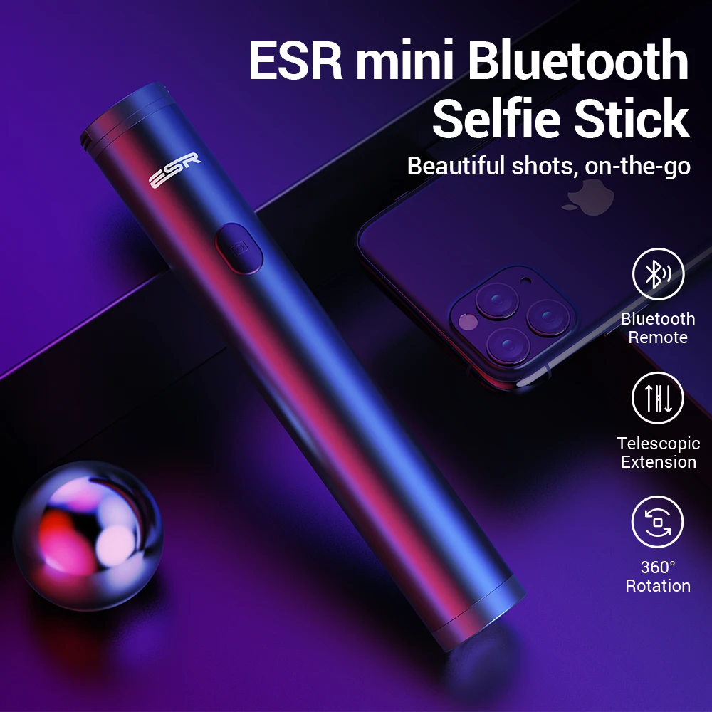 ESR Bluetooth селфи Палка с дистанционным управлением со светодиодной подсветкой для