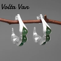 volta van aventurine drop earrings 925 sterling silver 2021 new pendientes plata elegant pea pods vintage jewelry earrings