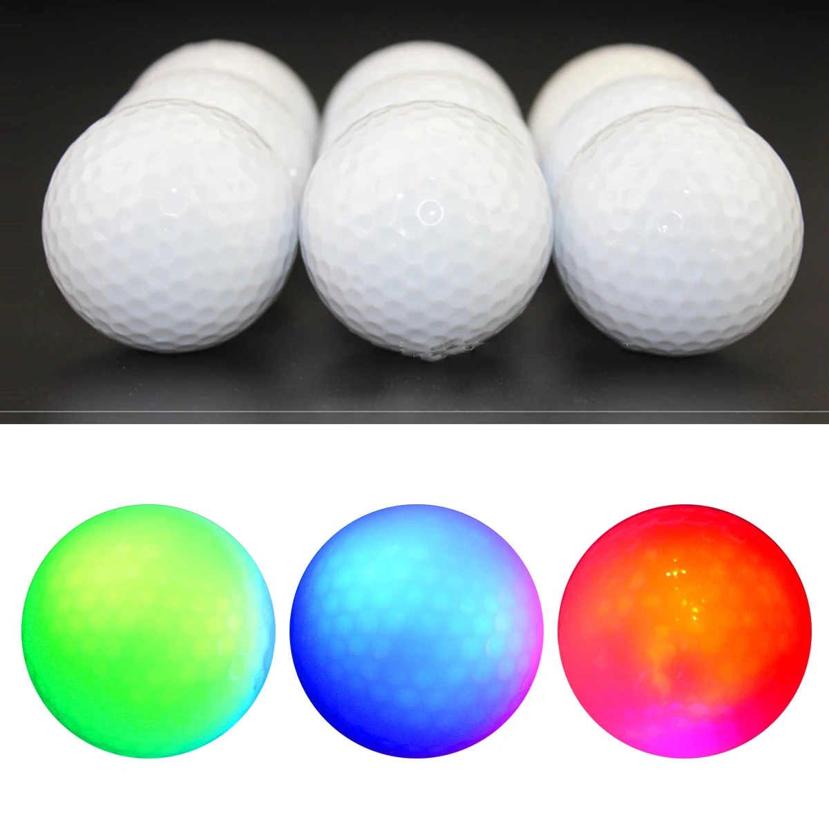 

1pc Synthetic Rubber Golf 7-Color LED Flashing Glowing Golf Ball for Night Use