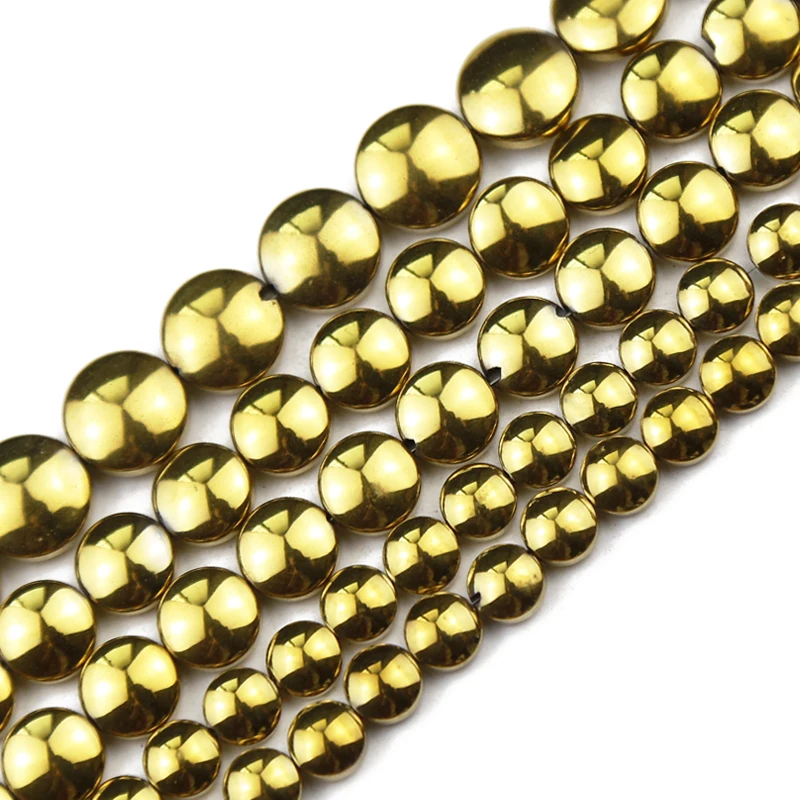 JHNBY 6/8/10 мм на плоской подошве золотистого цвета Круглый Монета гематит