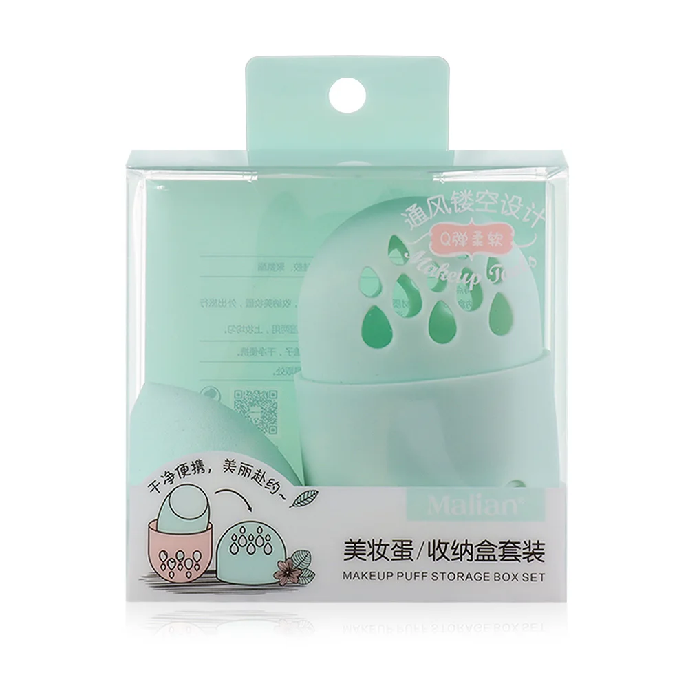 Green SET 2 цвета силиконовый порошок сушилка яичная подставка Подушечка Для макияжа Губка дисплей стойки косметический спонж Чехол Держатель спонжа набор - Цвет: Green SET