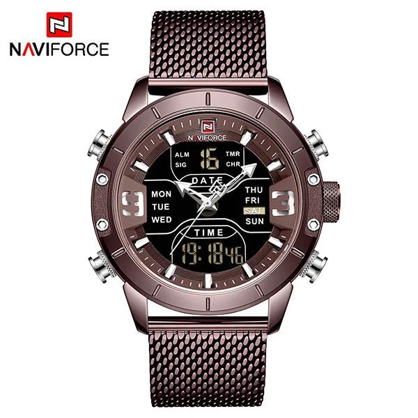Naviforce Топ Brends мужские спортивные часы Роскошные наручные часы для мужчин s zegarek jam tangan anti air pria relogio masculino - Цвет: Coffe