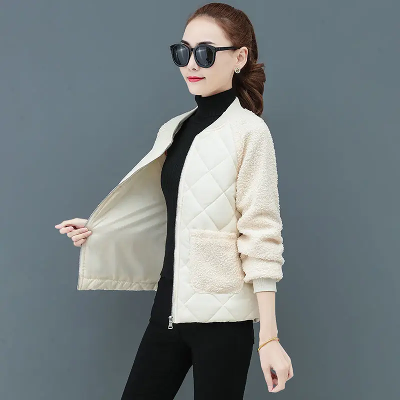 Куртка женская зимняя однотонная, с карманами, с пэчворком, плотная, теплая, 2021