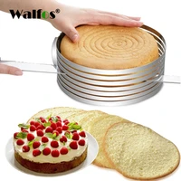 walfos adjustable stainless steel bread cake cutter slicer cake stand cutting fixator cake mold baking pan kitchen accessories