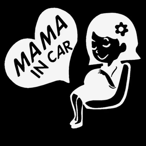 Fashionable Pregnant Mother Mom Cute Creative Decal Truck Windshield Fashion Pvc Car Sticker Black/white 19cm*17cm | Автомобили и