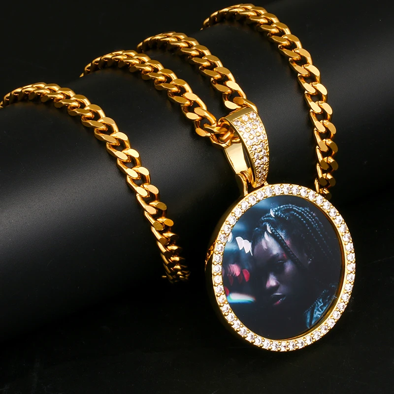 Цепочка мужская с кулоном в стиле хип хоп украшение декором под фото на заказ