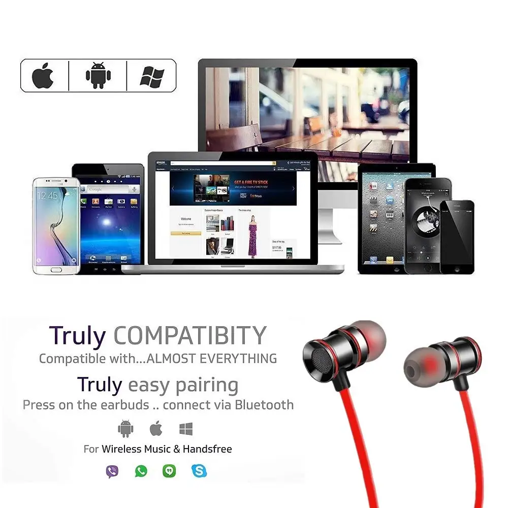 Магнитные беспроводные наушники Bluetooth 5 0 для телефона ушные крючки спортивные