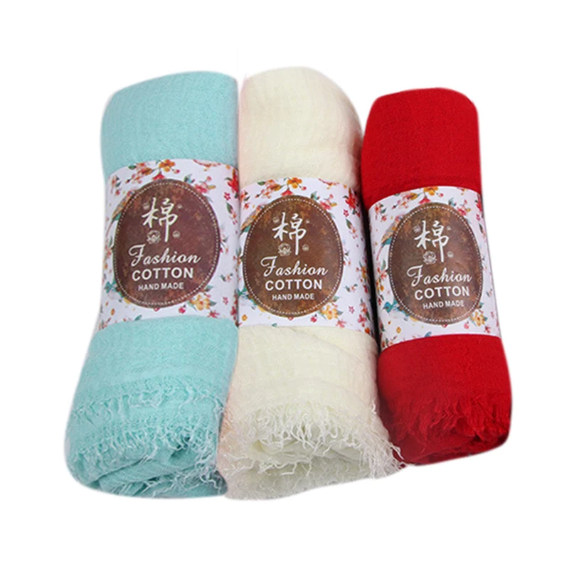 Мусульманский головной платок из хлопка и льна хиджабы для женщин простой