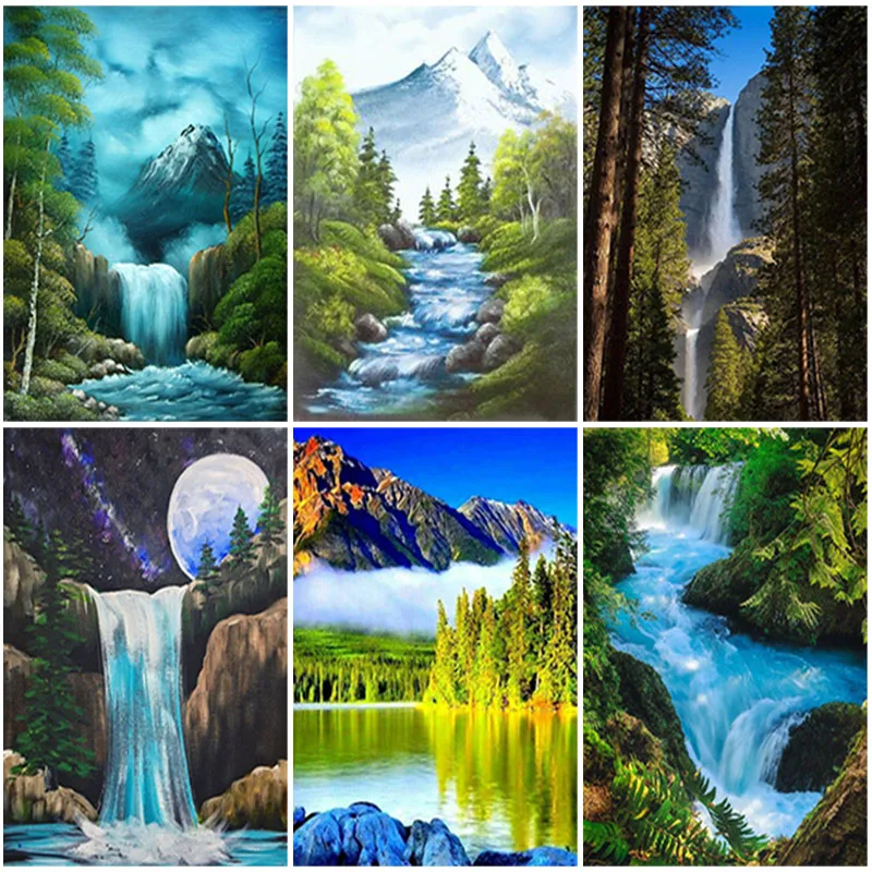 

5D Diamond Painting Landscape Waterfall Scenic Full Square Drill Embroidery Cross Stitch Kit Mosaic DIY Home Decor Gift Wall Art