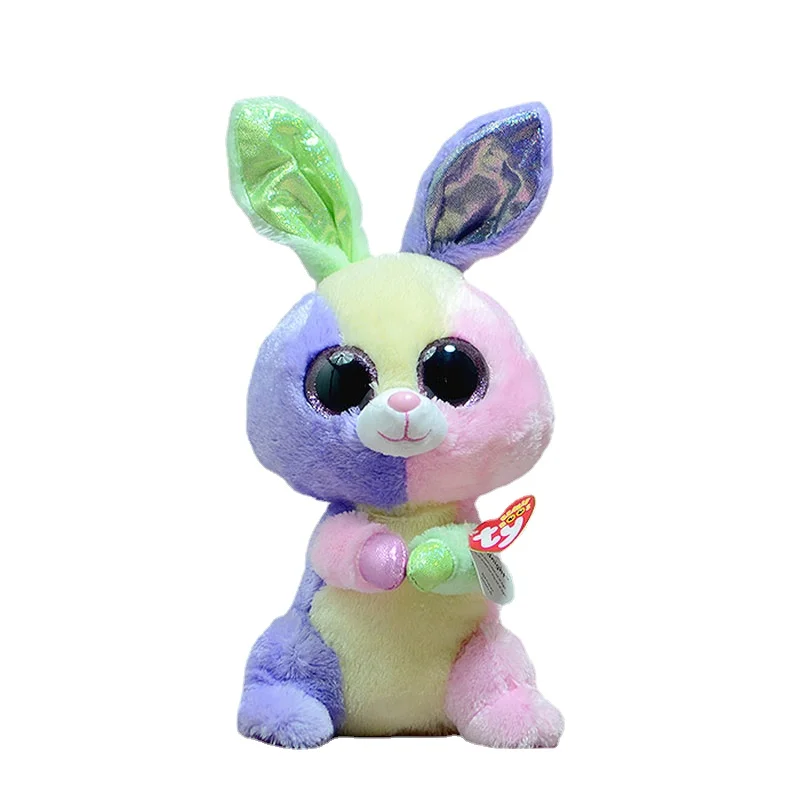 

23cm Kawaii Colorful Big Eyes Cute Rainbow Rabbit Elephant Penguin Dog Plushie Anime Soft Plush Doll Toys for Girls Kids Gift
