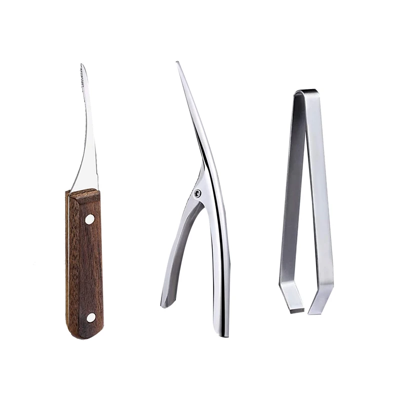 

3Pcs Shrimp Deveiner Tool Set,Shrimp Peelers,Prawn Cleaner Deveiner Knife,Fish Bone Tweezers Remover Shrimp Seafood Tool