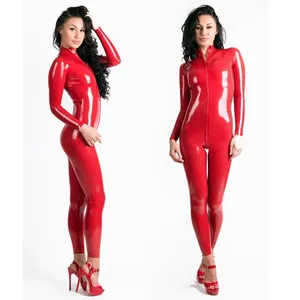 Женское Эротическое нижнее белье, комбидресс из ПВХ и латекса на молнии с открытой промежностью, сексуальный комбидресс