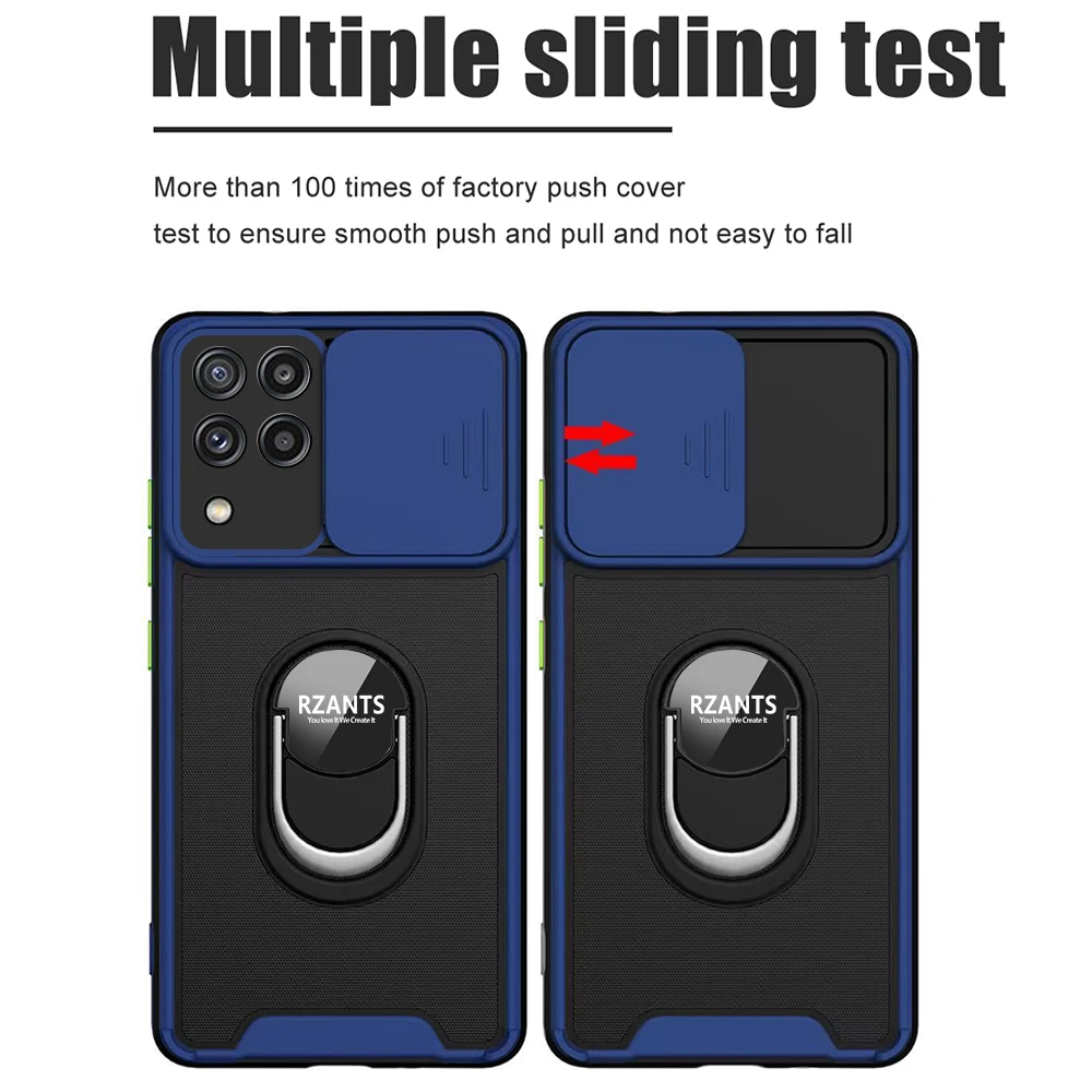 Rzants For Samsung Galaxy A22 4G Case Anti fingerprint Shockproof 360 Rotation Ring Holder Lens Protection Thin Phone Cover