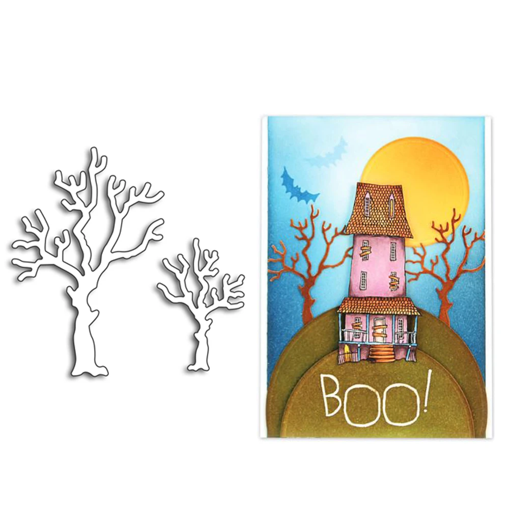 

Трафарет для Хэллоуина с изображением дерева, металлический трафарет для скрапбукинга, фотоальбома, фотоальбом, шаблон для высечки