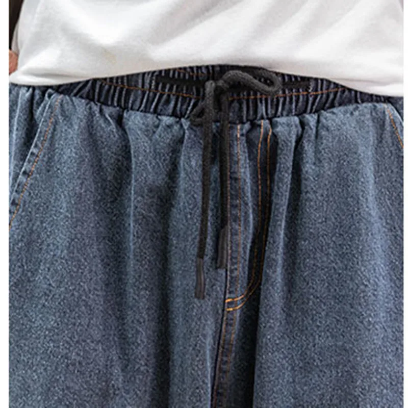 Модные черные джинсы в стиле ретро мужские шаровары Харадзюку Свободные