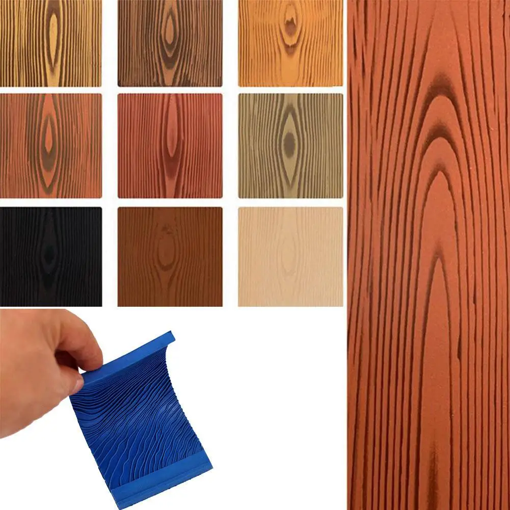 

1PC New DIY Rubber Roller Brush Imitation Wood Graining Home Painting Art Decoration Wall Embossing Brushing Painting Tools W0T4