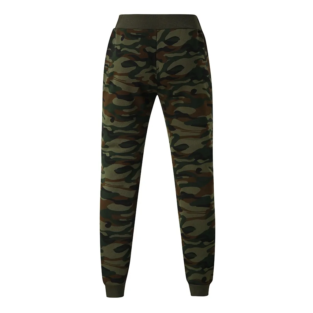 Army Green Модные мужские спортивные штаны, камуфляжные бандажные повседневные свободные спортивные штаны, Осень-зима, новые спортивные штаны на шнурке#45 - Цвет: Army Green