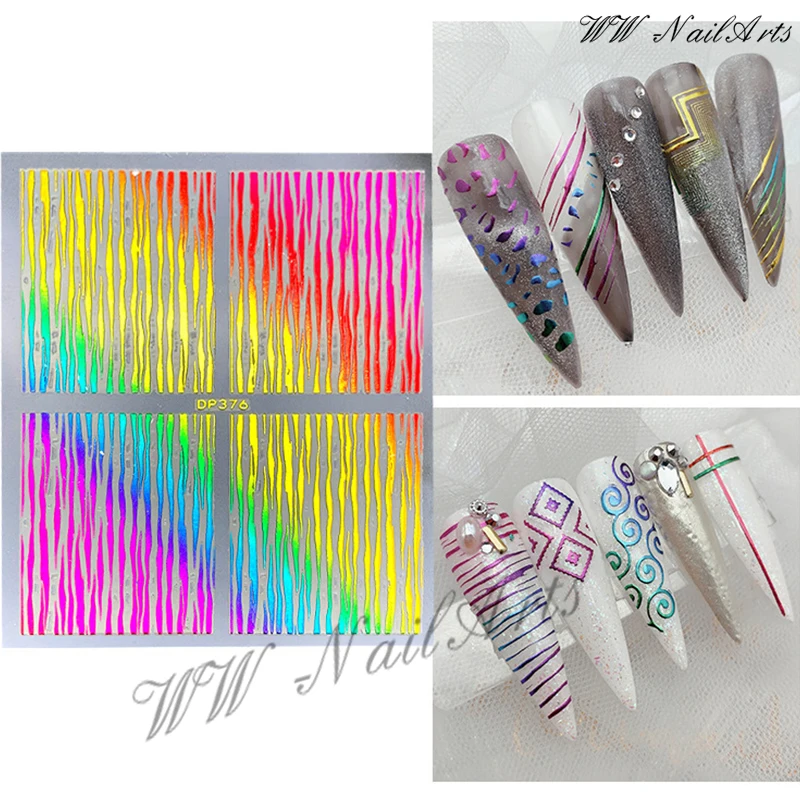 Золотые Мраморные наклейки для ногтей серии DP-1 шт. волнистые пятна полосатая