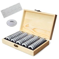 50pcsbox coin holder case with wooden storage box round coin capsules commemorative coin holder coin display case organizer