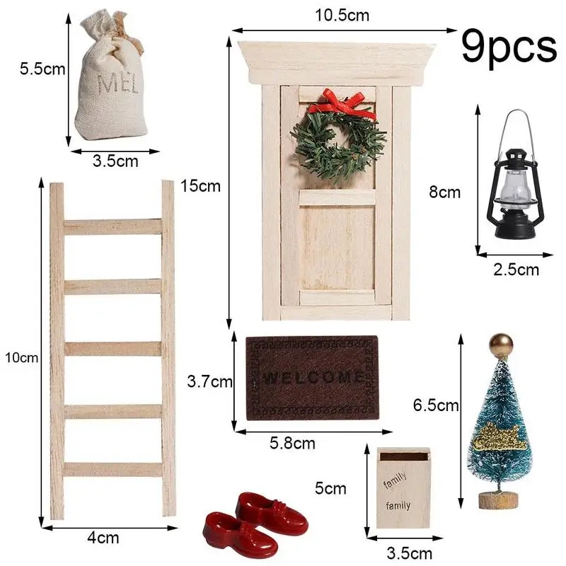 

Doll house accessories mini house door courtyard Christmas house set djd simulation decoration doll model N6T3