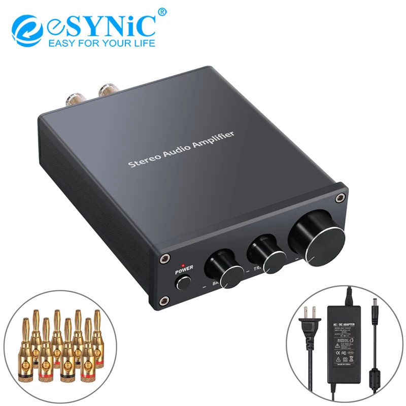 ESYNiC стерео аудио усилитель Hi Fi Класс D встроенный низкие/высокие частоты