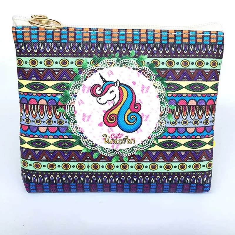 9 New Cute Flamingos Ethnic Style Grils Coin Purse Children PU Leather Zip Change Purse Women Wallet Animal Key Card Bag Kids Gift - Цвет: 9
