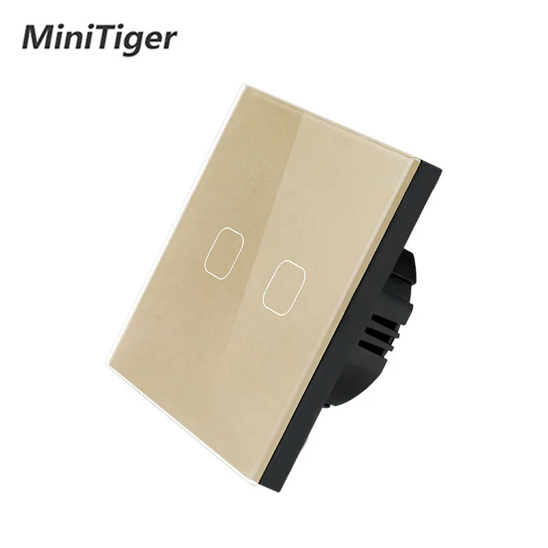 Mobu EU Standard Golden Smart Wall Touch Switch Remote Control 2 Gang 1 Way Wireless Light | Строительство и ремонт