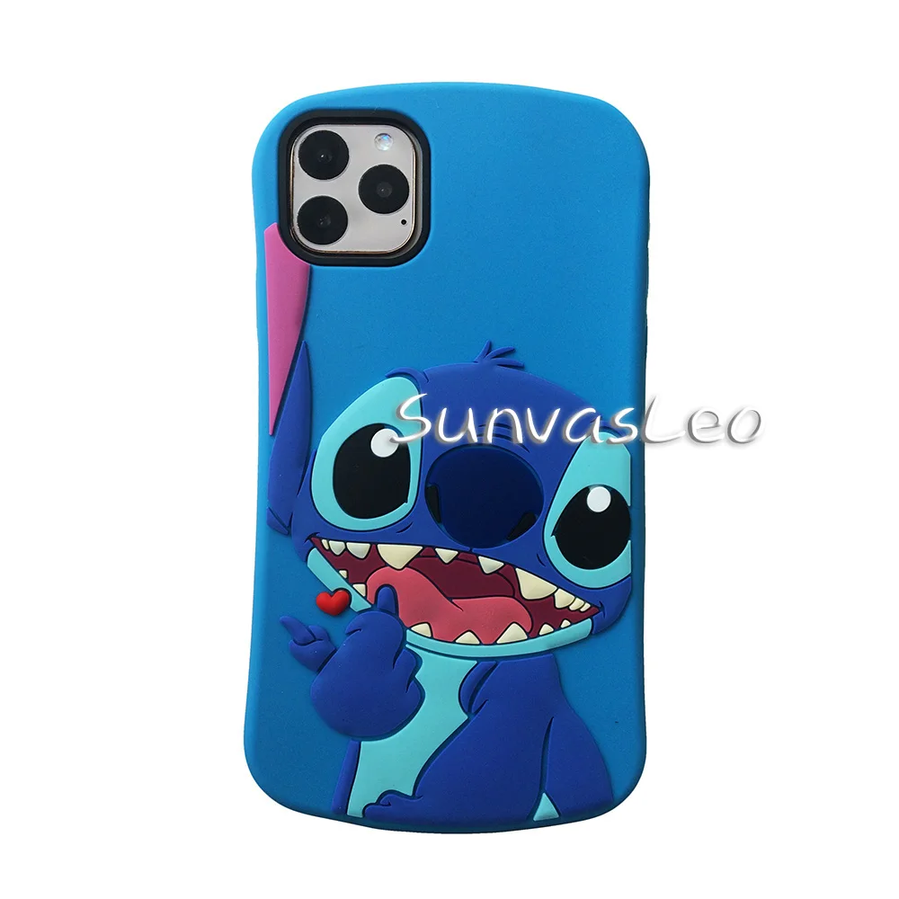 Smile Stitch Для iPhone X XS XR Max, мягкий силиконовый чехол с 3D милыми мультяшными животными для телефона, чехол для iPhone 5, 5S, 5C, SE, 6, 7, 8 Plus, X - Цвет: Smile Stitch